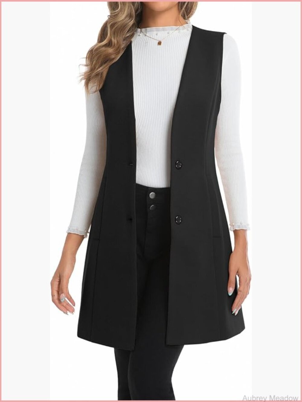 Sleeveless Long Vest Jacket Wool Cardigan Blazer